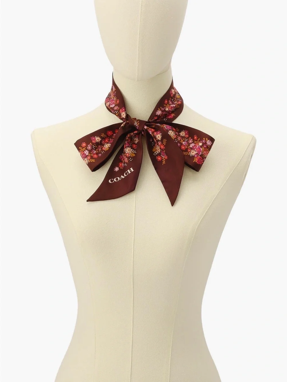 NWT 💐 COACH Posey Cluster Silk Scarf – Brown Multi